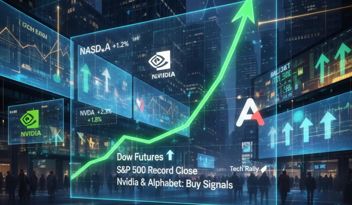 Dow Futures Edge Higher as S&P 500 Closes at Record; Nvidia, Alphabet Signal Buys