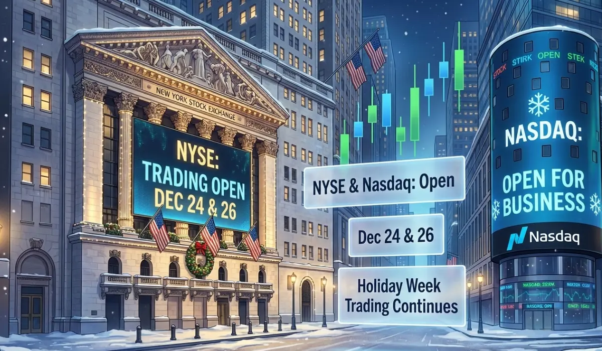 U.S. Stock Exchanges NYSE and Nasdaq to Remain Open On December 24 and 26