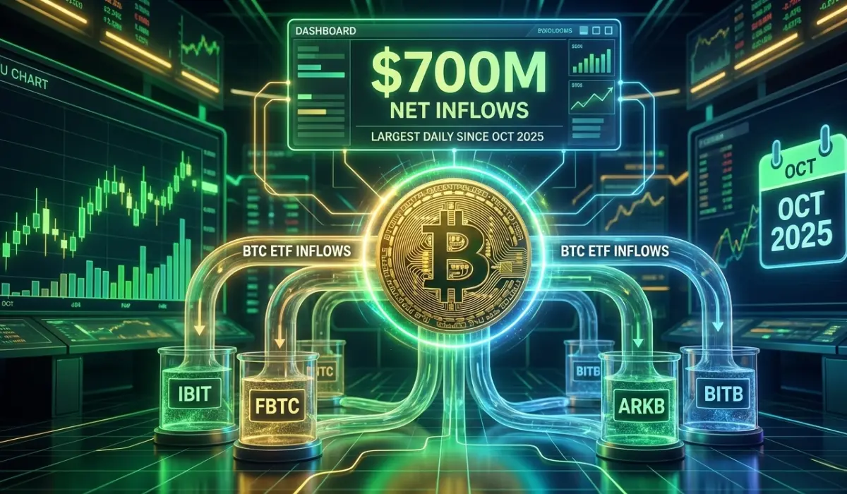 Bitcoin ETFs Record Nearly $700 Million In Net Inflows, Largest Daily Total Since October 2025