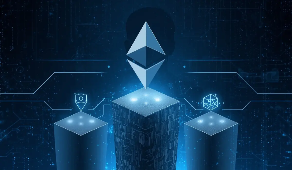Ethereum blockchain trilemma progress shown through network upgrade visuals