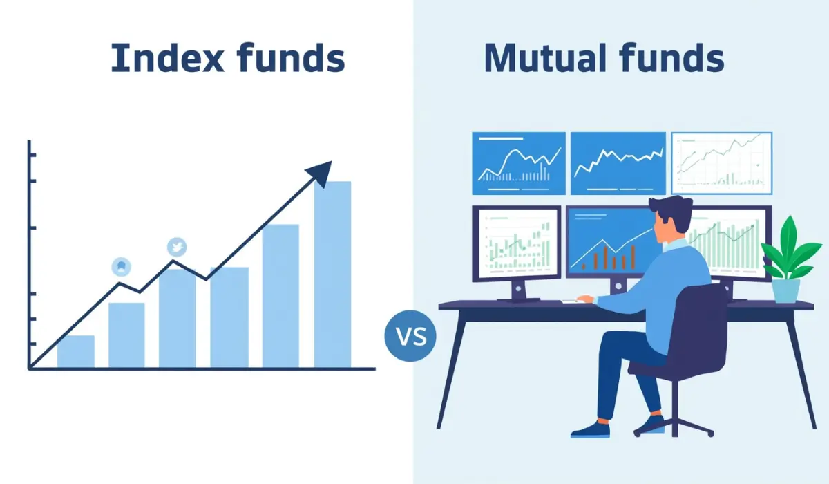 Index Funds vs Mutual Funds comparison showing key investment differences