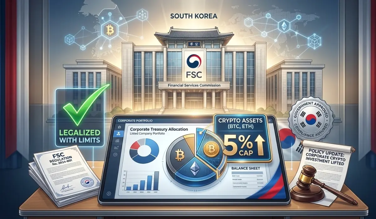 South Korea to Lift Corporate Crypto Ban, Sets 5% Investment Cap for Listed Firms