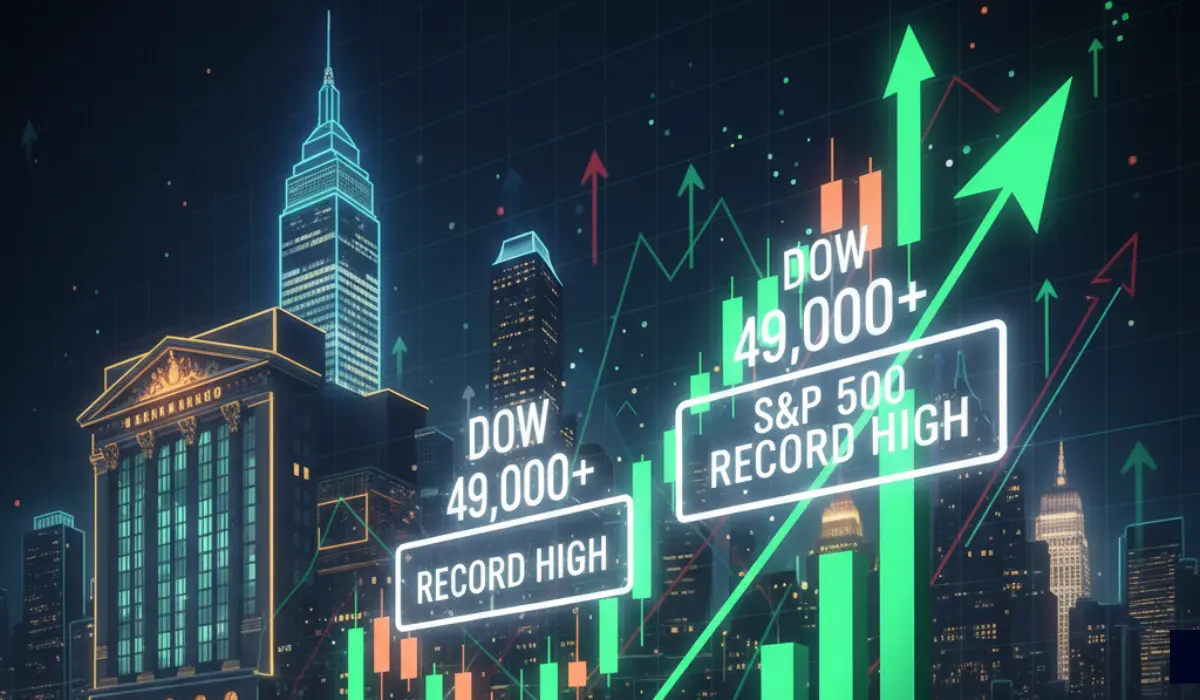 U.S. Stocks Rally: Dow Closes Above 49,000, S&P 500 Hits Record High