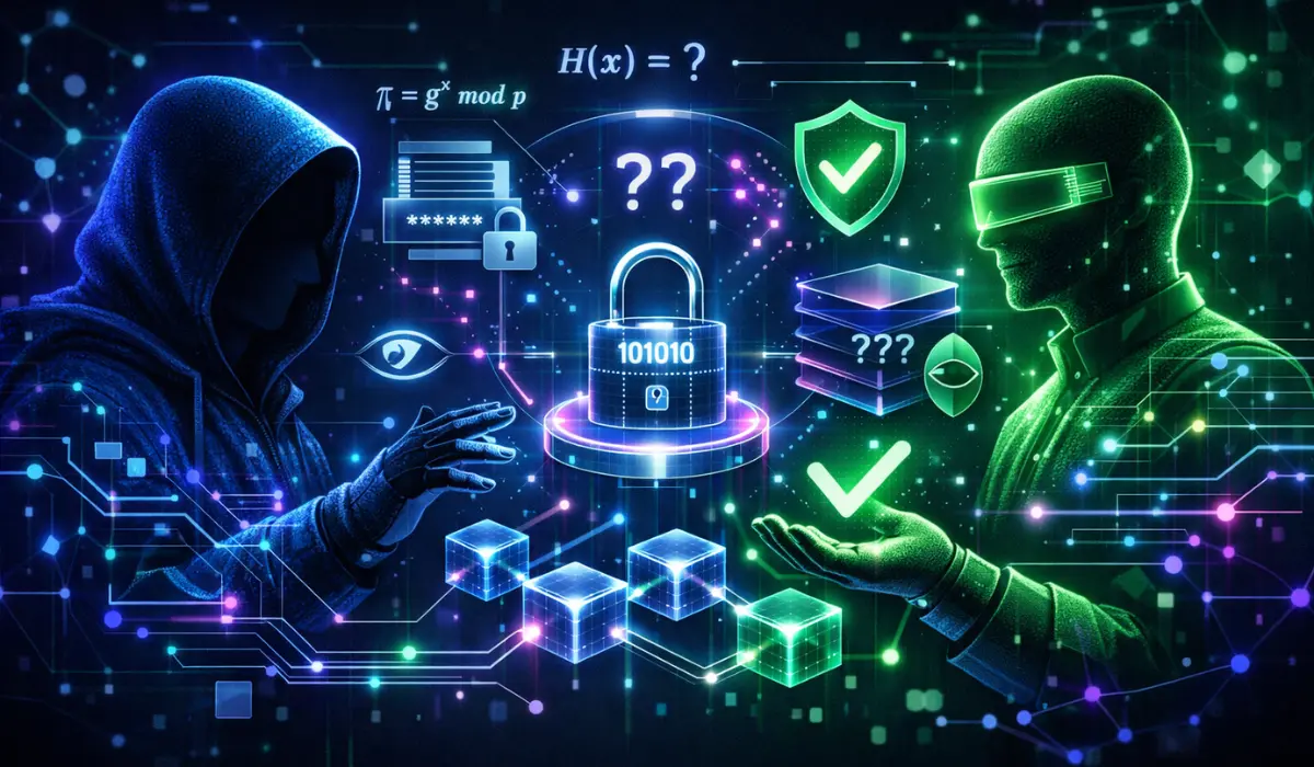 Zero-Knowledge Proof in cryptocurrency blockchain showing secure, private transaction validation