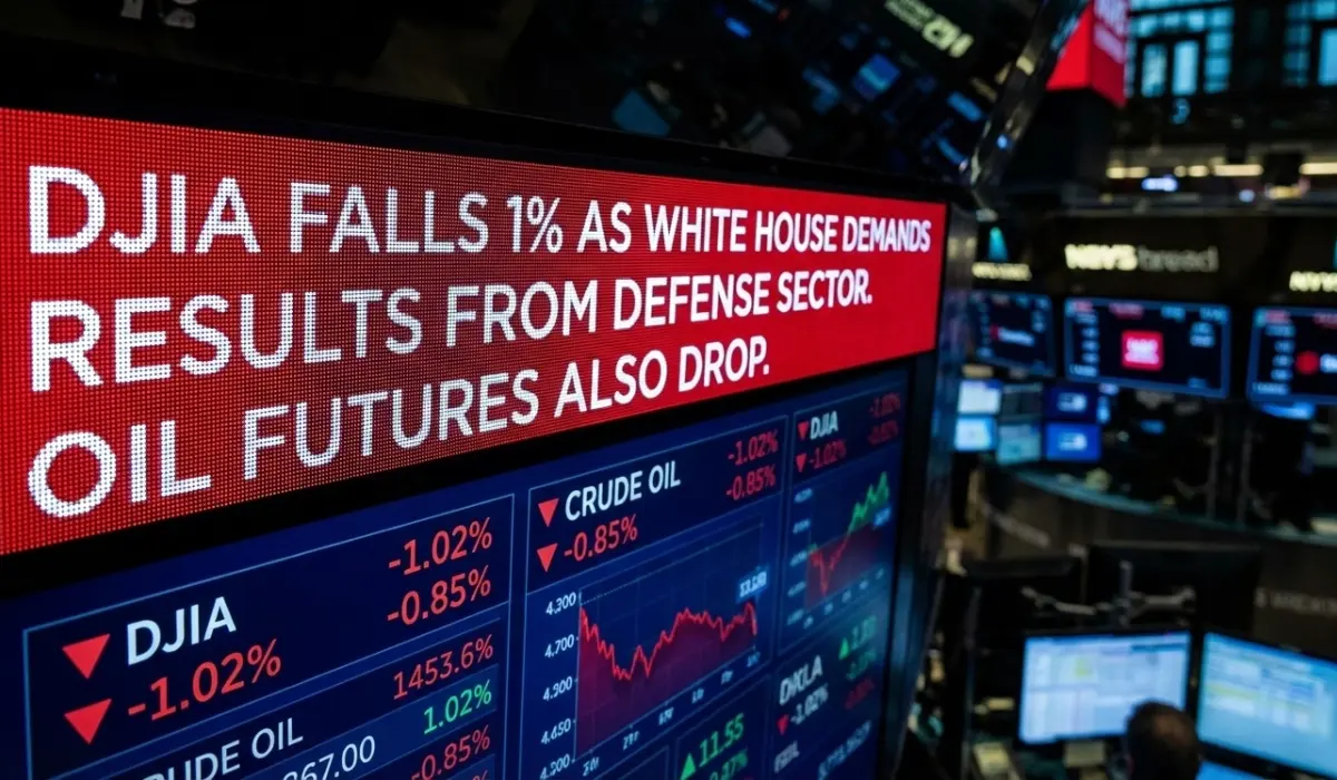Dow Slides 1% as White House Pressures Defense Industry; Oil Falls