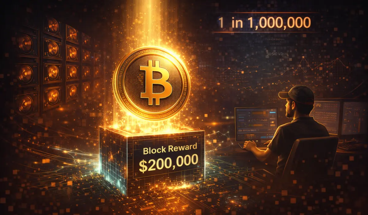 Bitcoin Solo Miner Lands $200K Block Against 1-in-1M Odds