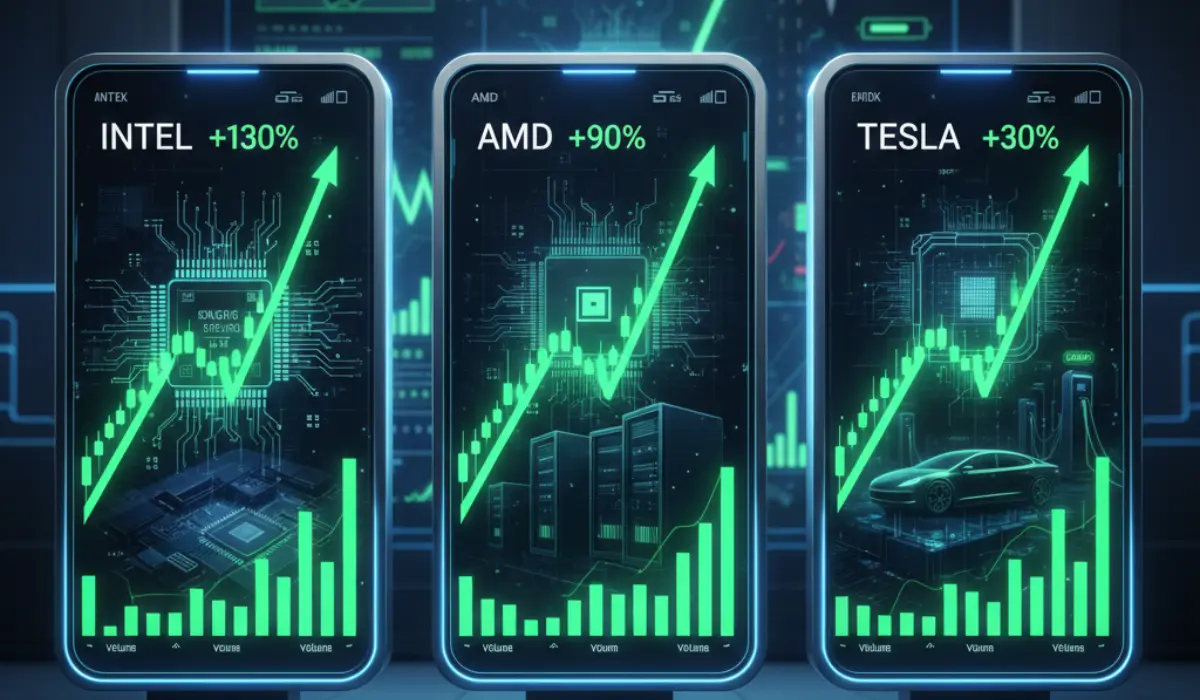 Intel Stock Soars 130%, AMD Jumps 90%, Tesla Gains 30% for the Year