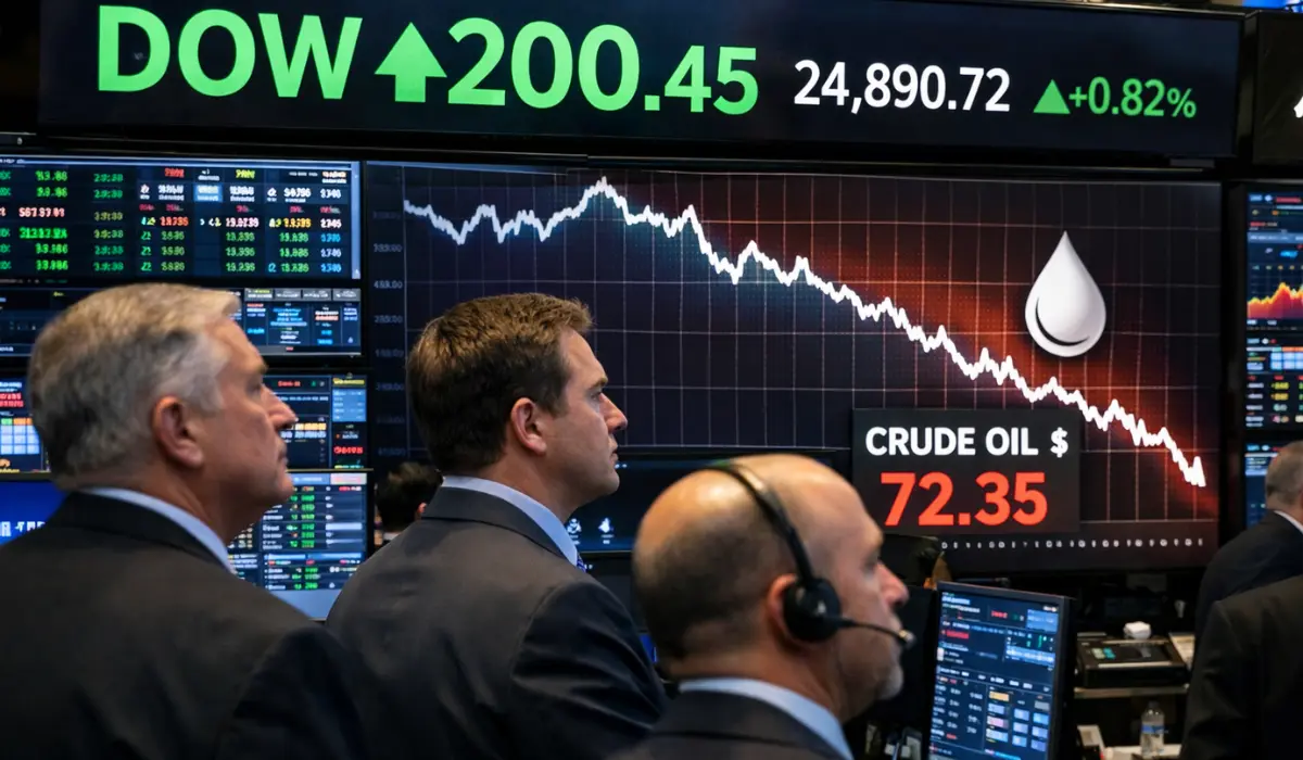 Dow Rises 200 Points as Oil Falls After Trump Signals Iran War Near End
