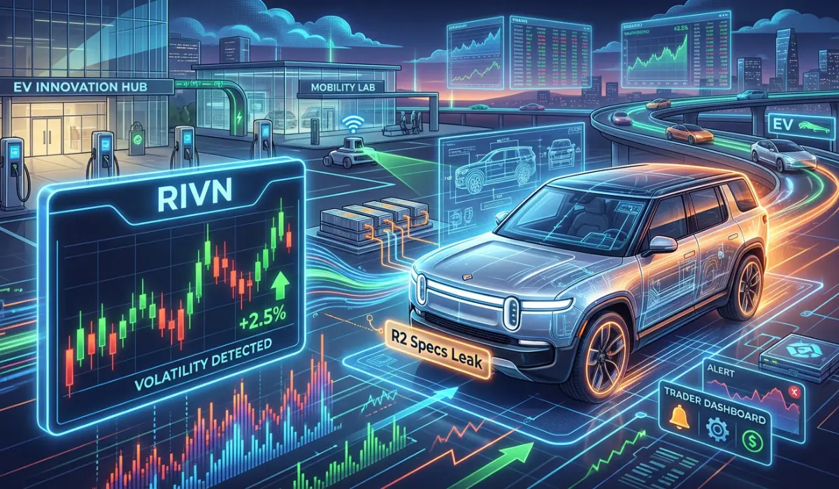 Rivian (RIVN) Shares Tick Higher as R2 Specs Leak, Price Jitters Keep Chart Volatile