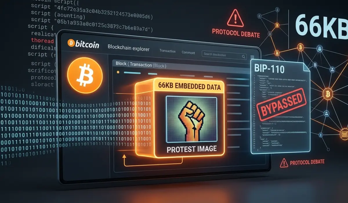Slovak Bitcoin Developer Bypasses BIP-110 to Embed 66KB Protest Image