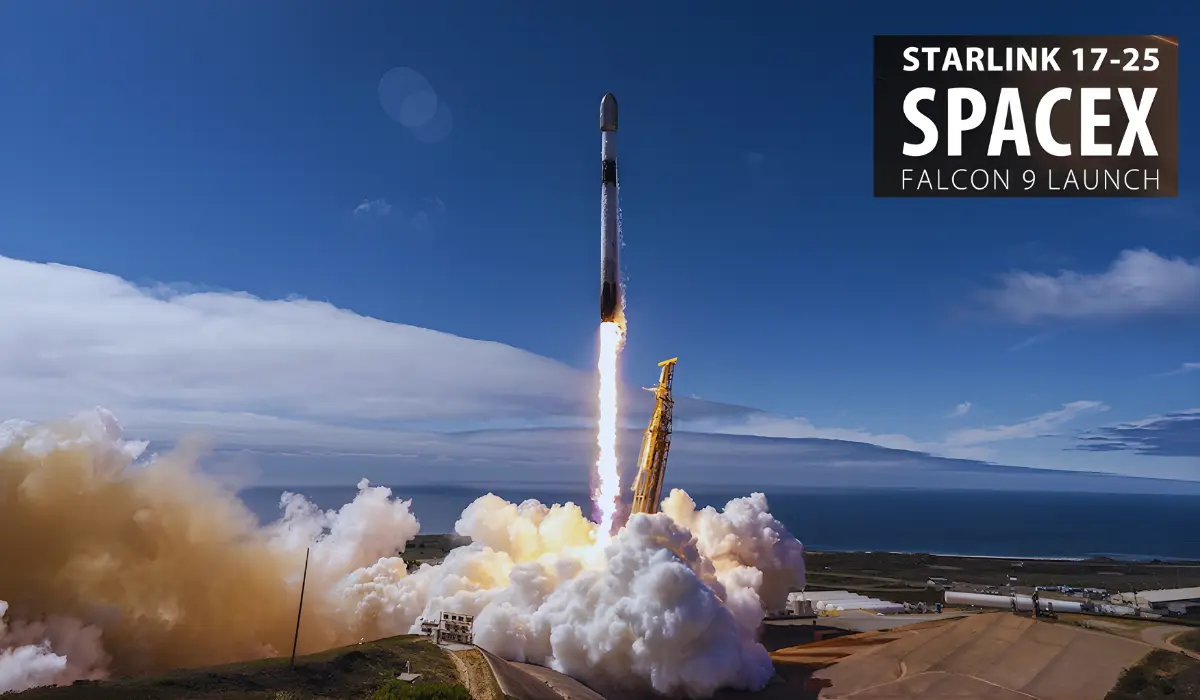 SpaceX Falcon 9 rocket launches from Cape Canaveral, creating a glowing plume visible across the U.S. East Coast.